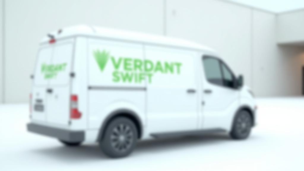 Side view of white electric van with Verdant Swift branding